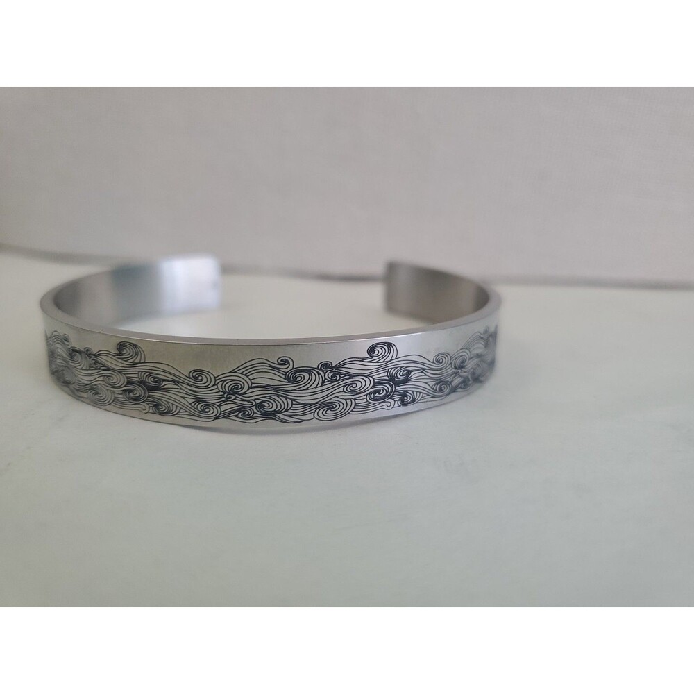 Inspirational Cuff Bracelet Gift Stainless Steel Engraved Bangle - Picture 3 of 11